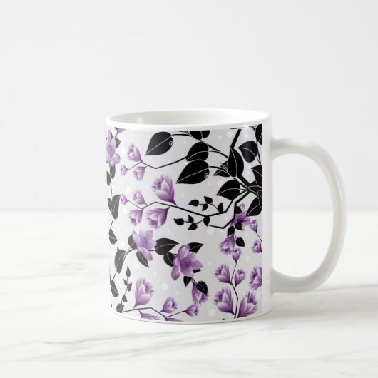Licht violet bloemenpatroon ontwerp koffiemok (Rechts)