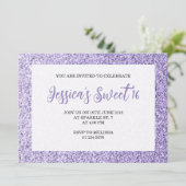 Licht violet sparkles Sweet 16 elegant script Kaart (Staand voorkant)