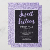Licht violet sparkles Sweet 16 elegant script Kaart (Voorkant / Achterkant)