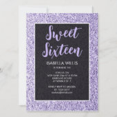 Licht violet sparkles Sweet 16 elegant script Kaart (Voorkant)