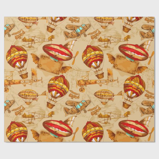 Licht/ vliegtuig cadeaupapier (Vlak)