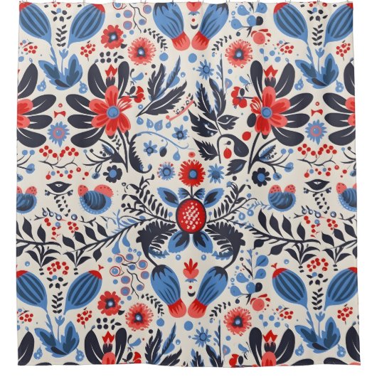 Licht volkskunst bloemendouchegordijn douchegordijn (Voorkant)