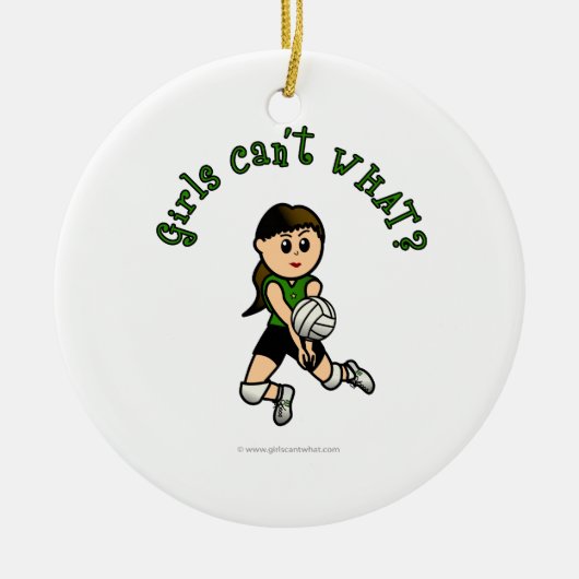 Licht Volleybal in Groen Keramisch Ornament (Voorkant)