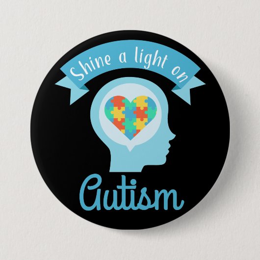 Licht voor autisme, bewustzijn ronde button 7,6 cm (Voorkant)