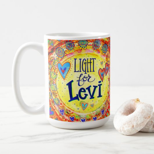 Licht voor Levi! mok "inspiratie" koffie (Met donut)