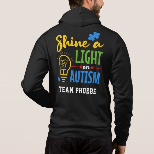 Licht voor persoonlijk aangepast team voor autisme hoodie (Achterkant)