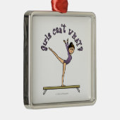Licht Vrouw Gymnast op Balansstraal Metalen Ornament (Rechts)