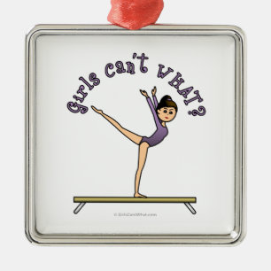 Licht Vrouw Gymnast op Balansstraal Metalen Ornament