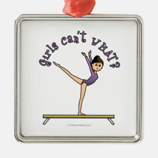 Licht Vrouw Gymnast op Balansstraal Metalen Ornament