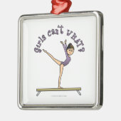 Licht Vrouw Gymnast op Balansstraal Metalen Ornament (Links)