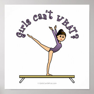 Licht Vrouw Gymnast op Balansstraal Poster