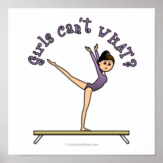 Licht Vrouw Gymnast op Balansstraal Poster (Voorkant)