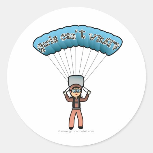 Licht Vrouw Sky Diver Ronde Sticker (Voorkant)