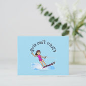 Licht Vrouw Water Skier Briefkaart (Staand voorkant)