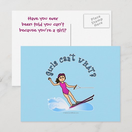 Licht Vrouw Water Skier Briefkaart (Voorkant / Achterkant)