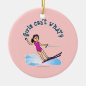 Licht Vrouw Water Skier Keramisch Ornament (Voorkant)