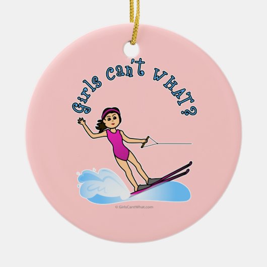 Licht Vrouw Water Skier Keramisch Ornament (Voorkant)