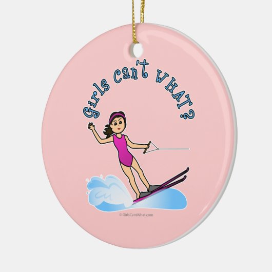 Licht Vrouw Water Skier Keramisch Ornament (Links)