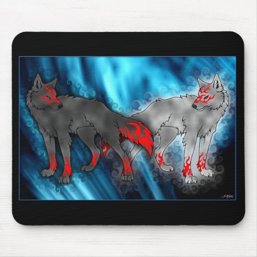 Licht Vs. Donkere Wolf Mousepad Muismat (Voorkant)