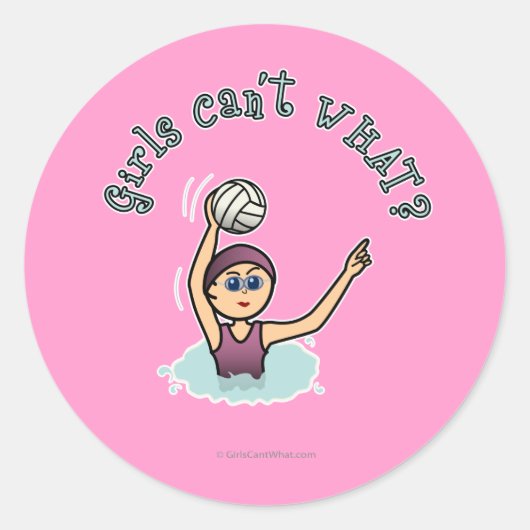 Licht water Polo Player Girl Ronde Sticker (Voorkant)