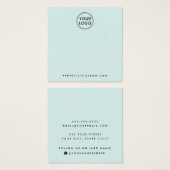 Licht waterblauw aangepaste logo-oorenkaart vierkante visitekaartjes (Voorkant /achterkant)