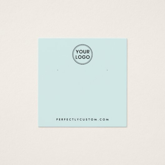 Licht waterblauw aangepaste logo-oorenkaart vierkante visitekaartjes (Voorkant)