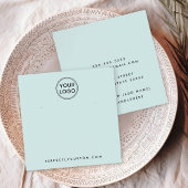 Licht waterblauw aangepaste logo-oorenkaart vierkante visitekaartjes