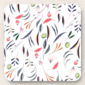 Licht Waterverf bladeren en berenpatroon Bier Onderzetter (Voorkant)