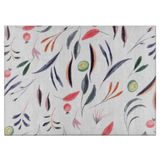 Licht Waterverf bladeren en berenpatroon Snijplank (Voorkant)