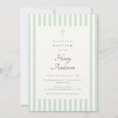Licht Wijze Groene Streep Elegante Doop Jongen Nod Kaart (Voorkant)