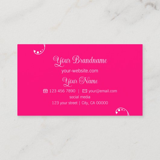 Licht wit en roze ornamentaal met  Logo Visitekaartje (Achterkant)