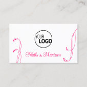 Licht wit en roze ornamentaal met  Logo Visitekaartje (Voorkant)