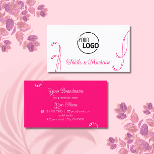 Licht wit en roze ornamentaal met  Logo Visitekaartje