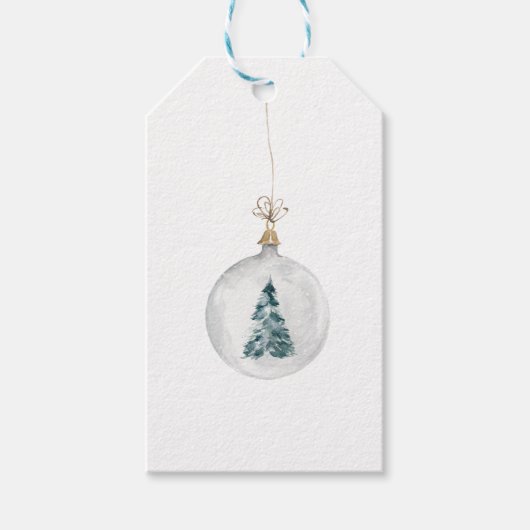 Licht witte Bleke kerstsierboom Cadeaulabel (Voorkant)