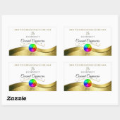 Licht Witte Golflijn Gouden Logo Monogram Productl Rechthoekige Sticker (Vel)