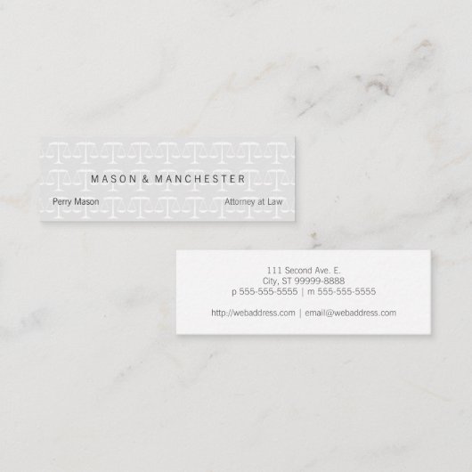 Licht Witte "watermerk stijl" Schaaltjes voor gere Mini Visitekaartje (Voorkant / Achterkant)