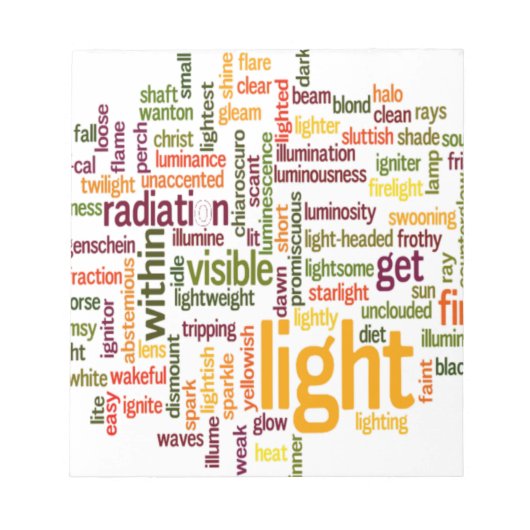 Licht Woordwolkunstprint Notitieblok (Voorkant)