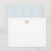 Licht zacht blauw met konijn gepersonaliseerd brie notitiekaartje (Voorkant / Achterkant)