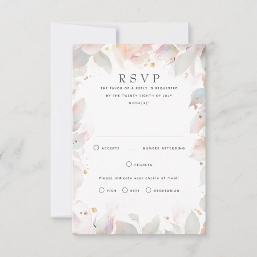 Licht zacht bloemenbruiloft RSVP-Kaarten RSVP Kaartje (Voorkant)