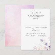Licht zacht bloemig Paarse bruiloft RSVP Kaarten