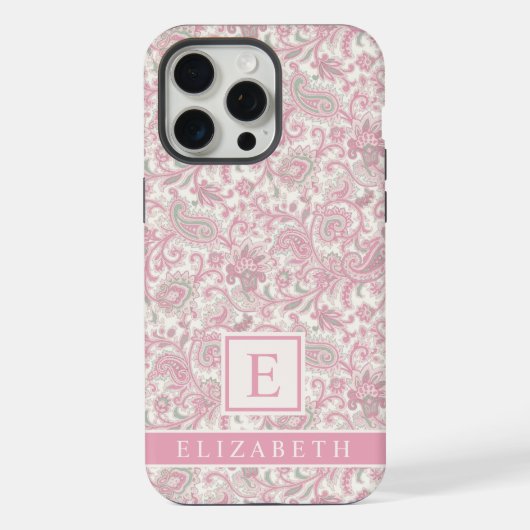 licht zacht pastel roze wit paisley iPhone hoesje (Achterkant)