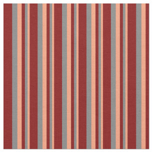 Licht zalm, grijs en maroon Striped Patroon Stof