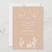 Licht zand Baby shower Cactus Line Art woestijn Kaart (Voorkant)