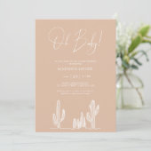 Licht zand Baby shower Cactus Line Art woestijn Kaart (Staand voorkant)