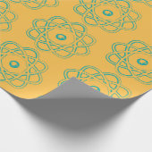 Licht Zee Groen op Gele Atom Symbolen Cadeaupapier (Hoek)