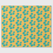 Licht Zee Groen op Gele Hibiscus Cadeaupapier (Vlak)