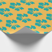 Licht Zee Groen op Gele Hibiscus Cadeaupapier (Hoek)