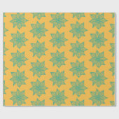 Licht Zee Groen op Gele Schetjestbloemen Cadeaupapier (Vlak)