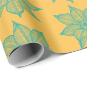 Licht Zee Groen op Gele Schetjestbloemen Cadeaupapier (Rol Hoek)