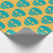 Licht Zee Groen op Gele Skulls Cadeaupapier (Hoek)